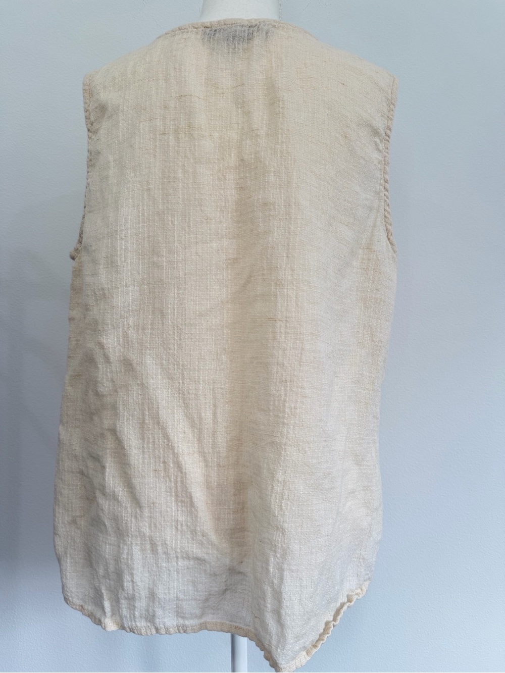 FLAX Linen Sleeveless Tank Natural Minimalist Coastal Capsule Wardrobe Size L - Picture 4 of 6